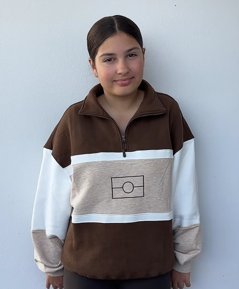 Kids Half Zip Flag Jumper - Chocolate